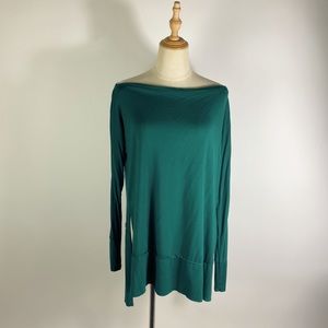 FREE PEOPLE Long Sleeve Boatneck Teal Forest Green Stretch Tunic Top Medium